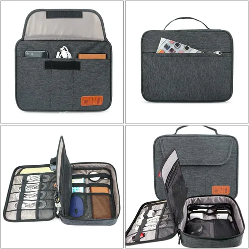 Miniatura 5 de Multi-Layer Electronic Organizer Bag with Tablet Pocket Portable Cable Storage Pouch for Travel Impact and Dust Resistant Digital Accessories Case