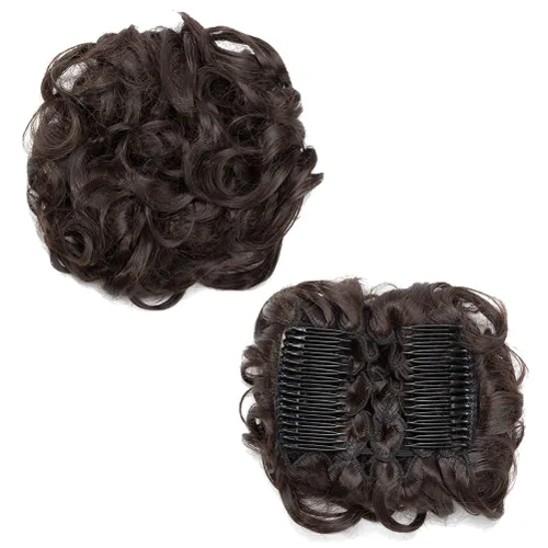 Miniatura 2 de Benehair Moño desordenado con peines con clip en moño de Juva, moño de Juva, esponjoso, ondulado, fácil de estirar, moño grande, cola de caballo