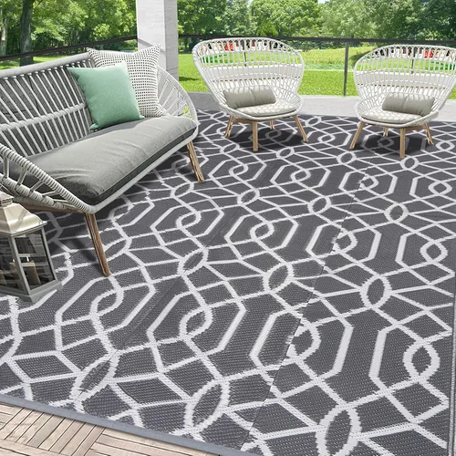 Miniatura 26 de HEBE Alfombra de Exterior Impermeable 6x9, Alfombra de Paja de Plástico Alfombra de Camping, Alfombras de Patio Exterior Reversibles Tapete para RV