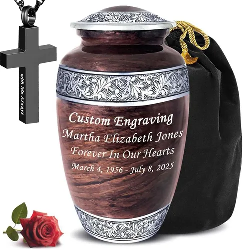 Miniatura 13 de Personalized Custom American Eagle Urn Set of 6 - Hand-Engraved Black Eagle Urns for Human Ashes Adult Female & Male, Includes 1 Large Adult Urn