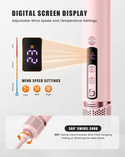 Miniatura 3 de Tqcir cepillo secador de pelo y estilizador de aire caliente profesional de 8 en 1, poderoso multi-estilizador con rizador de enrollado automático