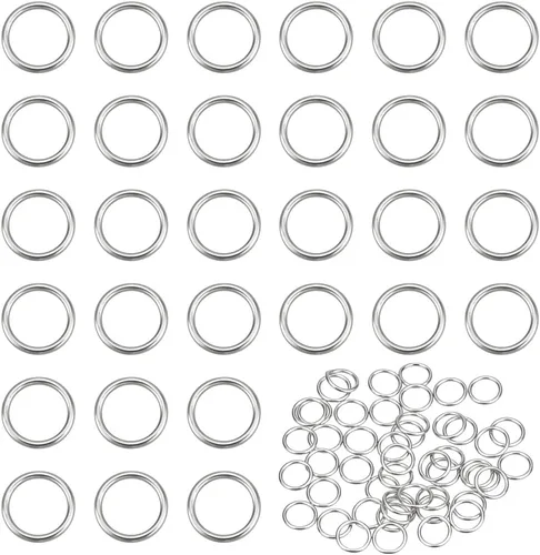 PH PandaHall 50 anillos cerrados de plata de ley 925, anillos O de 0.157 pulgadas, anillo de salto soldado de calibre 26, anillo de cadena redondo,