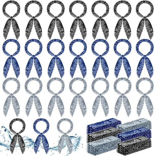 Silkfly 24 Pcs Cooling Neck Wraps Cooling Bandana Headbands Ice Cooler Scarf for Men Women Neck Bandanas for Summer Heat