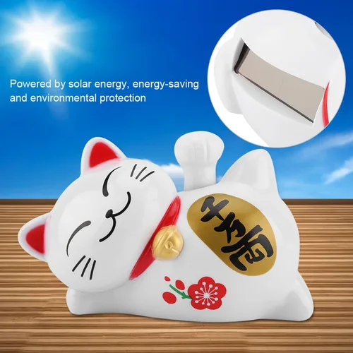 Miniatura 4 de Gato de la suerte, brazo agitador de gato, estatua de gato de la suerte, brazo móvil de gato agitado, energía solar, gato de dinero de la suerte