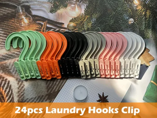 Miniatura 6 de 24 piezas de ganchos de plástico para ropa, súper resistentes, para colgar en baño, ideales para viajes, multicolor