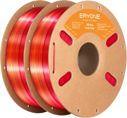 Miniatura 45 de ERYONE Filamento de ácido poliláctico (PLA) de seda bicolor para impresora 3D, de 1.75 mm +/- 0.03 mm, carrete de cartón de 1 kg (2.2 libras)