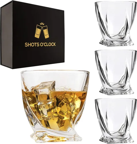 Miniatura 2 de LEMONSODA Vasos retorcidos de alta calidad, juego de 4, 12, 48, elegantes vasos de whisky para whisky escocés, malta individual, juego de vidrio a