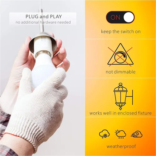 Miniatura 7 de Torkase Bombillas de luz para exteriores del atardecer al amanecer, no requiere temporizador, 12 W (equivalente a 100 W), blanco cálido de 3000 K