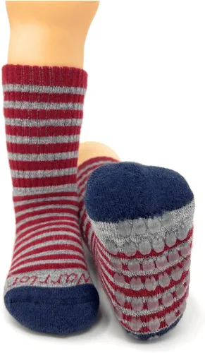 Miniatura 3 de WARRIOR ALPACA SOCKS - Niños Comfort Acolchado Retro Mini-Stripe Quarter Crew - Unisex con Apliques Antideslizantes