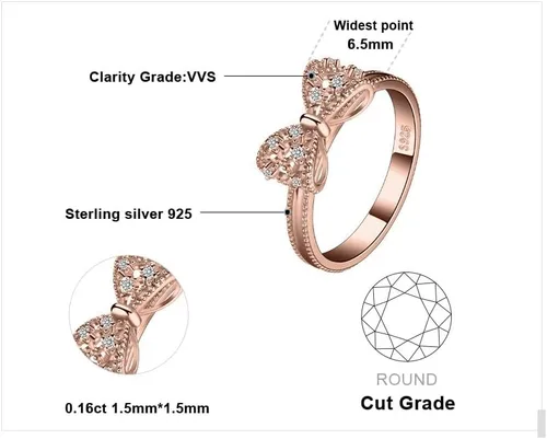Miniatura 42 de JewelryPalace - Anillos de plata de ley 925 chapados en oro rosa, amarillo o blanco de 14 K para mujer, de compromiso, con circonia cúbica, de boda