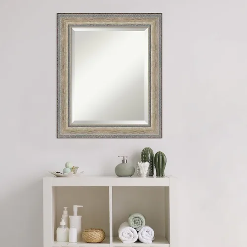 Miniatura 5 de Amanti Art Espejo de baño de madera, espejo de pared plateado champán Fleur para usar como espejo de tocador de baño sobre fregadero