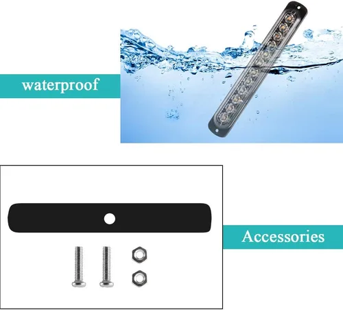 Miniatura 5 de 2 piezas de 12 LED, luz de emergencia de baliza de peligro, luz de advertencia estroboscópica, luz de intermitencia roja y blanca, barra de luz