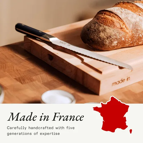 Miniatura 6 de Made In Utensilios de cocina Cuchillo de pan de 9 pulgadas Fabricado en Francia Espiga completa con mango de madera de olivo