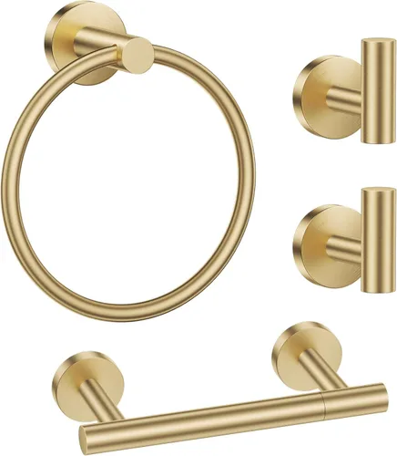 Miniatura 13 de Lairuier Juego de accesorios de baño, juego de 4 piezas de soporte para toallas que incluye soporte para papel higiénico, anillo para toallas y 2