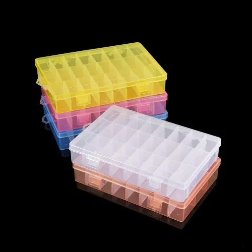 Miniatura 3 de Cajas de almacenamiento ajustables de plástico para joyas, 24 rejillas, caja de almacenamiento, cuentas de exhibición de joyas, aretes organizador