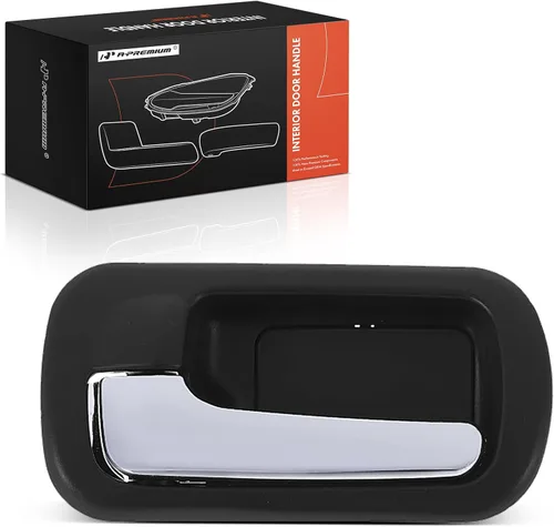 A-Premium Manija de puerta interior trasera izquierda del lado del conductor compatible con Honda Civic 2001 2002 2003 2004 2005, carcasa negra con