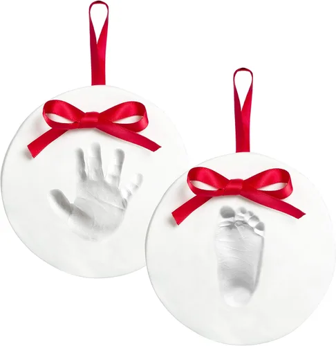 Kit de adorno de huellas de bebé Pearhead Babyprints, kit de impresión de mano o huella de bebé fácil sin hornear, regalo de Navidad para bebé,