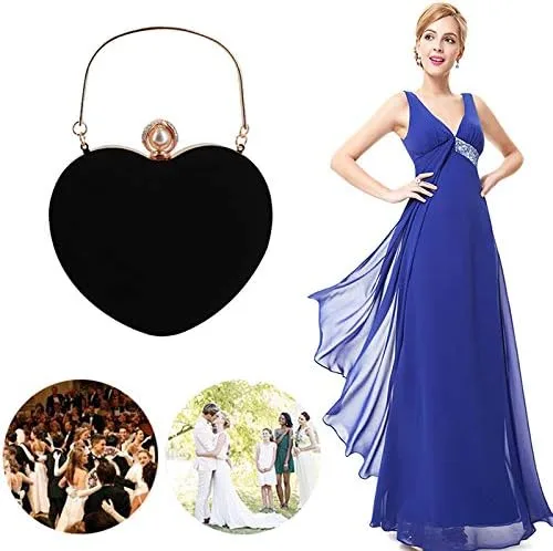 Miniatura 4 de Bolso de mano en forma de corazón para mujer, bolso de hombro de terciopelo, bolsos de noche
