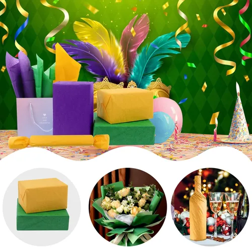 Miniatura 5 de Papel de seda morado, amarillo y verde – Papel de regalo de Mardi Gras, 80 hojas, 14 x 20 pulgadas, a granel, bolsa de regalo, carnaval, mascarada