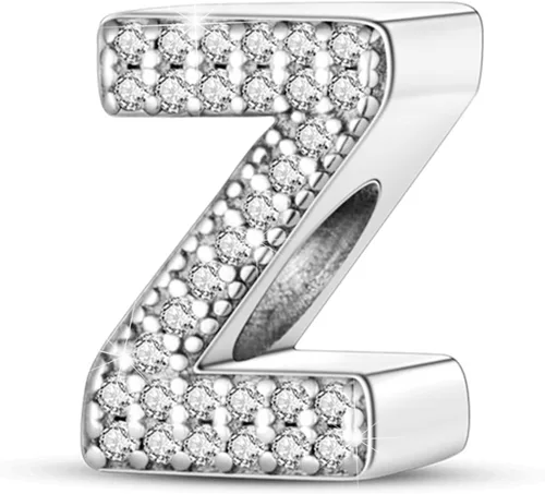 Miniatura 129 de PARCOM Dijes de letras compatibles con pulseras Pandora de plata esterlina S925 con iniciales para pulseras del alfabeto A-Z, cuentas de letras