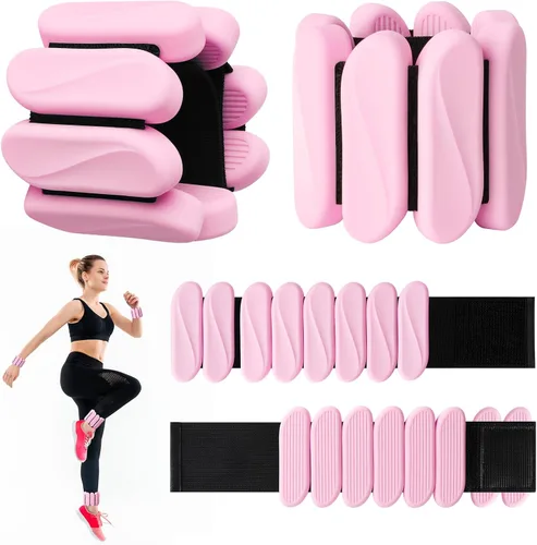 Pesas de muñeca, juego de 2 piezas de pesas portátiles para muñeca y tobillo para mujeres y hombres, pulseras ajustables de silicona para brazos y