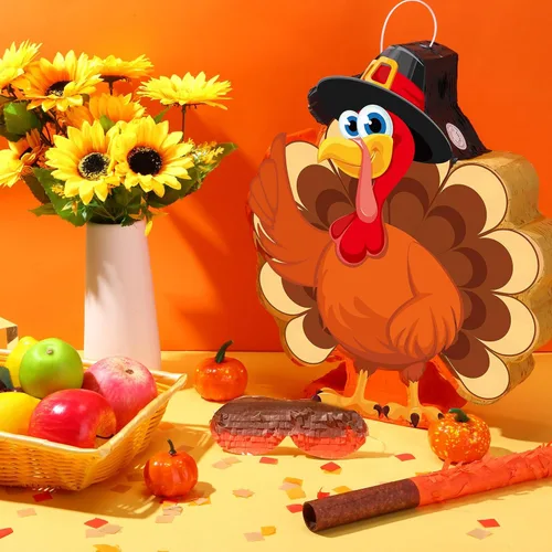Miniatura 2 de Piñata de Acción de Gracias de otoño, piñata grande de Acción de Gracias con murciélago y confeti para cosecha de otoño, fiesta de cumpleaños