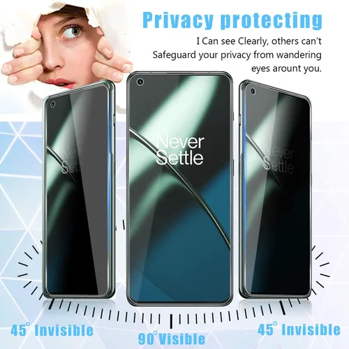 Miniatura 3 de Paquete de 2 + 2 protectores de pantalla de privacidad para OnePlus 11 5G (no vidrio) (2 unidades) + protector de lente de cámara de vidrio templado