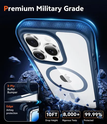 Miniatura 794 de FNTCASE Funda para iPhone 13 Pro-Max: Fundas magnéticas transparentes compatibles con Magsafe Slim anti amarillamiento protección contra caídas