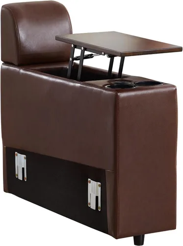 Miniatura 50 de ORRD Consola de almacenamiento multifuncional con soportes dobles para tazas, mesa, estación de carga USB para sofá modular seccional para sala