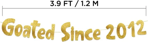 Miniatura 4 de Cartel dorado con purpurina preencordada de Goated Since 2012 – Decoraciones de cumpleaños 14 y aniversario para niños y niñas adolescentes