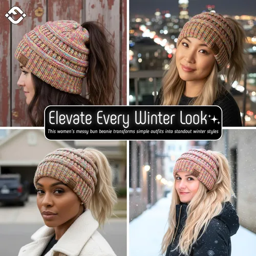 Miniatura 17 de Funky Junque - Gorro para mujer con ranura para cola de caballo