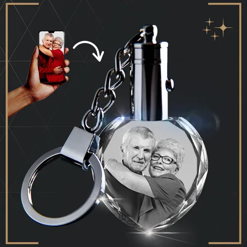 Miniatura 4 de CAPTUR3D Llavero con luz de cristal para fotos con foto personalizada grabada y luz LED regalo personalizado