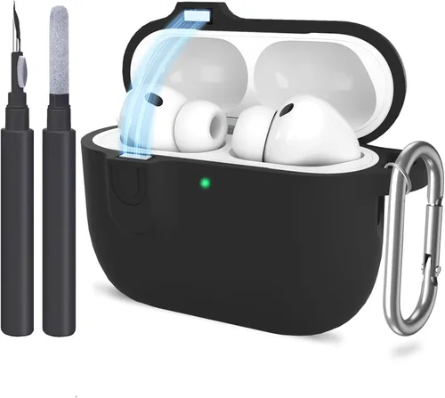 Miniatura 31 de Funda para AirPods Pro 3 con limpiador y protector de silicona suave con llavero para mujeres y hombres, funda para Apple AirPods Pro de 3ª Claro