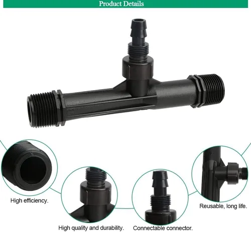 Miniatura 5 de Venturi de riego de 1 pulgada, mezclador de fertilizantes, inyectores, tubo de agricultura, herramienta de plástico negro para jardín al aire libre