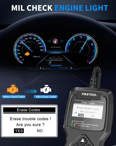 Miniatura 3 de Escáner OBD2 para automóvil FIRSTOOL, lector de código de diagnóstico OBD2 con preparación I/M, probador de batería, luz de control del motor