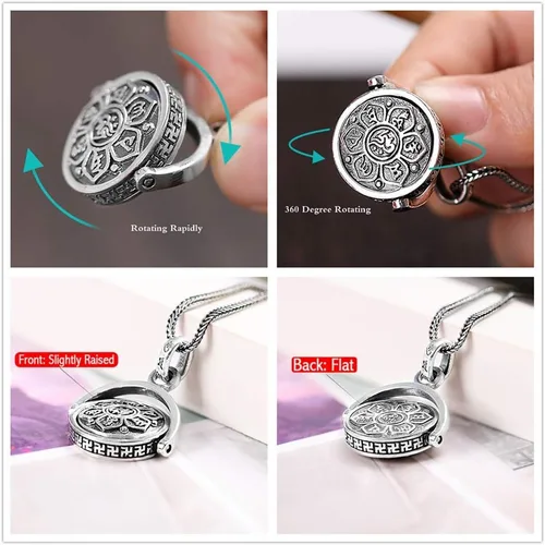 Miniatura 3 de LOVECOM - Colgantes giratorios de plata de ley 925 para mujeres, madres y hombres, budismo, sabiduría, misericordia, regalos (colgante)