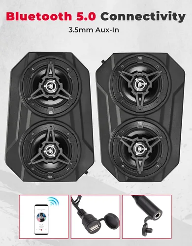 Miniatura 7 de KEMIMOTO Sistema de sonido UTV de 6.5 pulgadas, altavoces UTV, barra de sonido estéreo superior Bluetooth para UTV, se adapta a jaulas de rollo