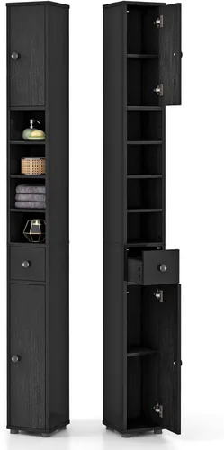Miniatura 18 de Giantex Gabinete de Almacenamiento Delgado para Baño - Gabinete de Piso Estrecho y Alto de 71 pulgadas con 2 Puertas, 5 Estantes Ajustables, 1