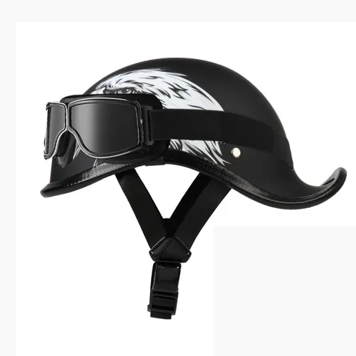 Miniatura 24 de Medio casco de motocicleta vintage, aprobado por el DOT, para adultos, casco convertible vintage para scooters, ciclomotores, cascos de motocicleta