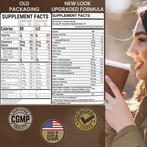 Miniatura 7 de Crema de Café Keto con Polvo de Péptidos de Colágeno Hidrolizado 12.2 oz - Polvo de Proteína sin Sabor, Crema de Café Libre de Azúcar con Aceite MCT