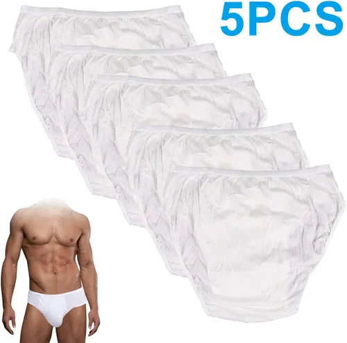 Miniatura 3 de KESYOO Calzoncillos desechables para hombre, 5 piezas, ropa interior de algodón para viajes, al aire libre, talla XL, para hombre