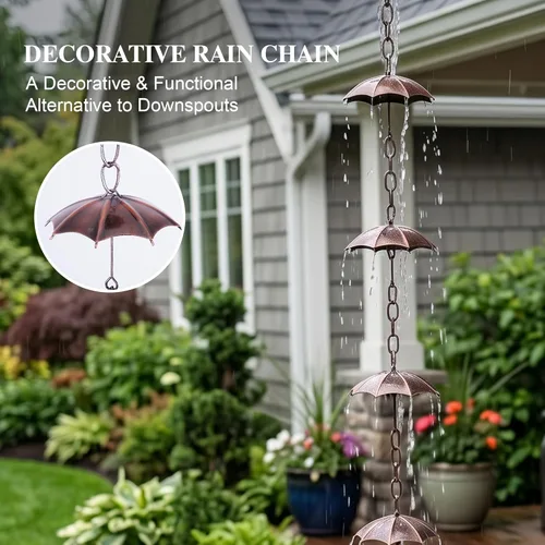 Miniatura 4 de Cadena de lluvia decorativa de 6 pies, cadena de metal para exteriores, 72 pulgadas, para aleros de casa, jardín y hogar, cadenas de lluvia