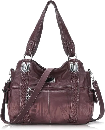 Miniatura 35 de Angel Barcelo - Bolsa de hombro amplia para mujer, diseño Hobo, cuero lavado