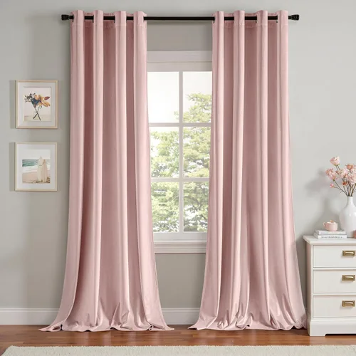 MIULEE Cortinas de terciopelo color rosa bebé, elegantes con ojales, aislamiento térmico, insonorizadas, para oscurecer la habitación, para