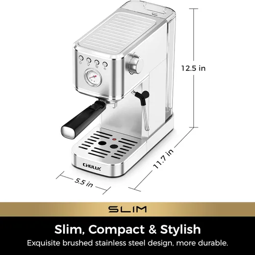 Miniatura 8 de CHULUX Máquina de Espresso Delgada con Espumador de Leche, Bomba Italiana Profesional de 20 Bares, Máquina de Café Espresso para el Hogar