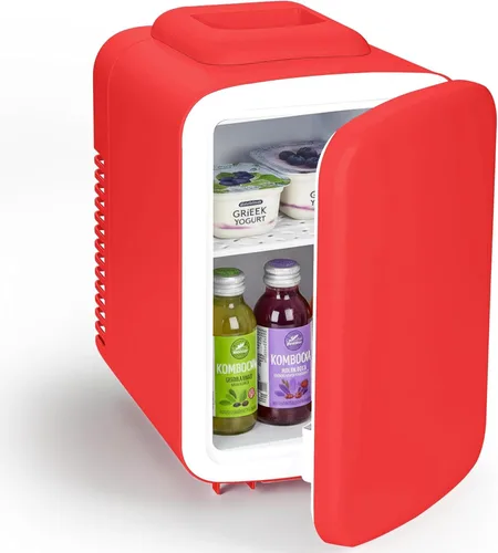 Miniatura 9 de InfiniPower Mini refrigerador de 4L/6 latas con ventana de observación, refrigerador portátil de bebidas pequeño AC/DC, enfriador y calentador sin