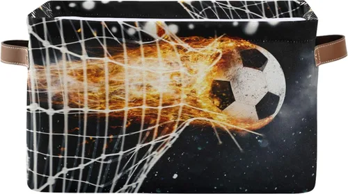 Miniatura 11 de AUUXVA Cesta de almacenamiento para fútbol, bola de fuego, caja de cubo de almacenamiento deportiva, de lona duradera, plegable, cesta organizadora