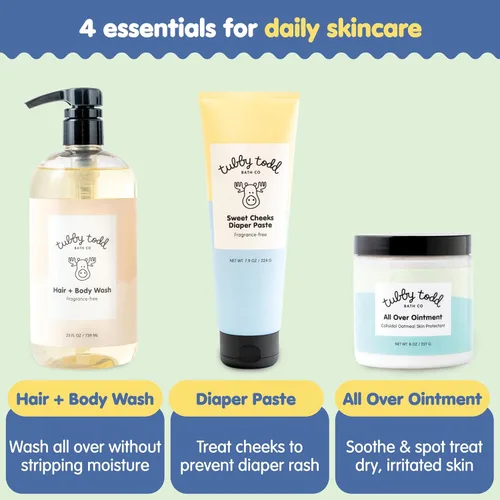 Miniatura 3 de TUBBY TODD Baby Bundle - Conjunto de Cuidado de la Piel para Recién Nacidos - Champú y Gel de Cuerpo Hipoalergénico, Ungüento Multiusos con Avena