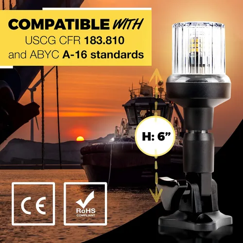 Miniatura 2 de EVERBEAM Luz de anclaje ajustable de acero inoxidable P600 para barcos de pesca y embarcaciones marítimas - Proporciona visibilidad de 360 grados