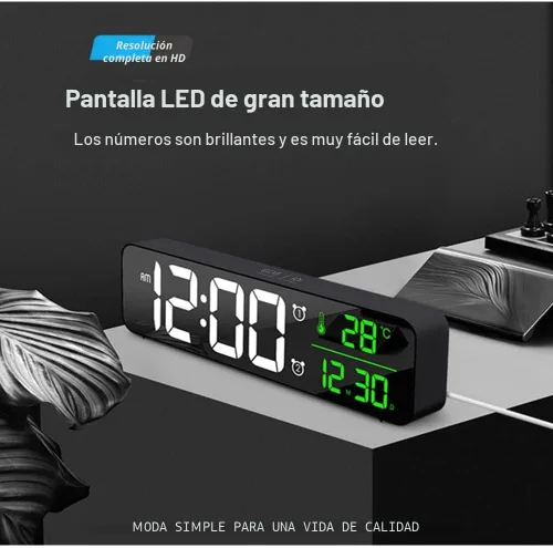 Miniatura 2 de Reloj digital de pantalla grande, reloj despertador para sala de estar, oficina, decoración de dormitorio, LED eléctrico con cable, pantalla